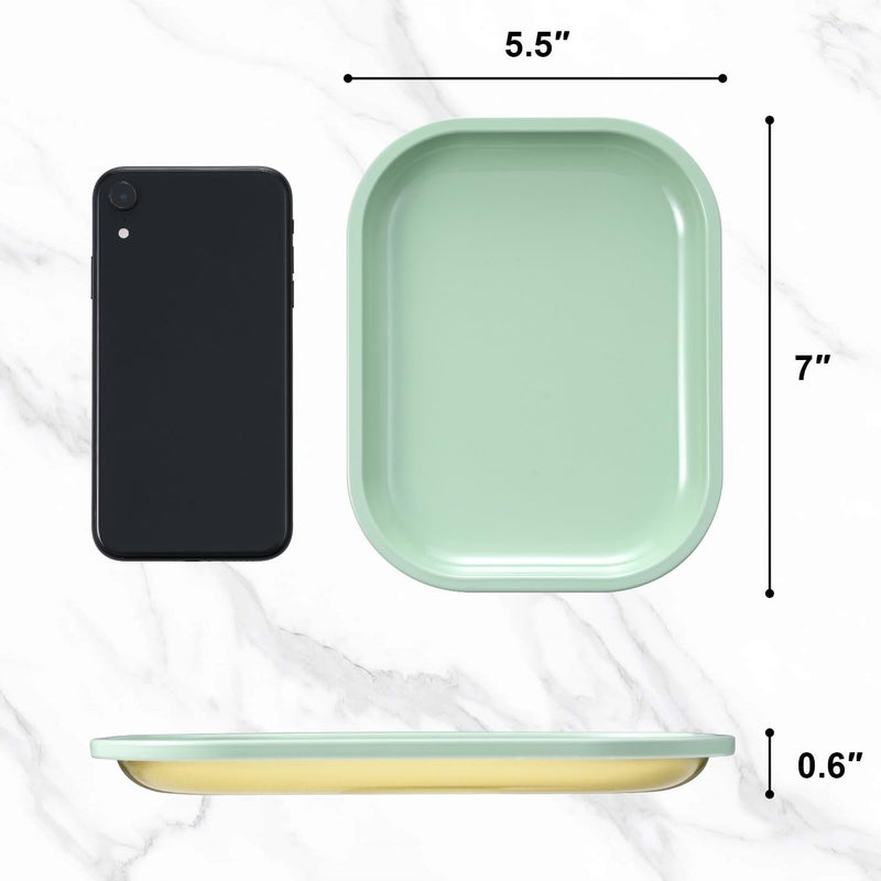 HOKirin Metal Tray with Soft Magnetic Lid,Metal Small Tray with Spill Proof Cover,Cute Blank Decorative Tray,Perfect for Home and On-The-Go,7” x 5.5” x 0.6"",Matcha, ZTZ0017 - Image 5